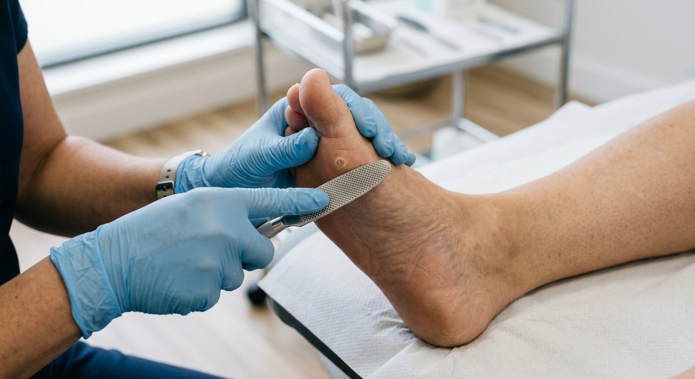 Skånsom behandling af fodvorte med professionelt udstyr